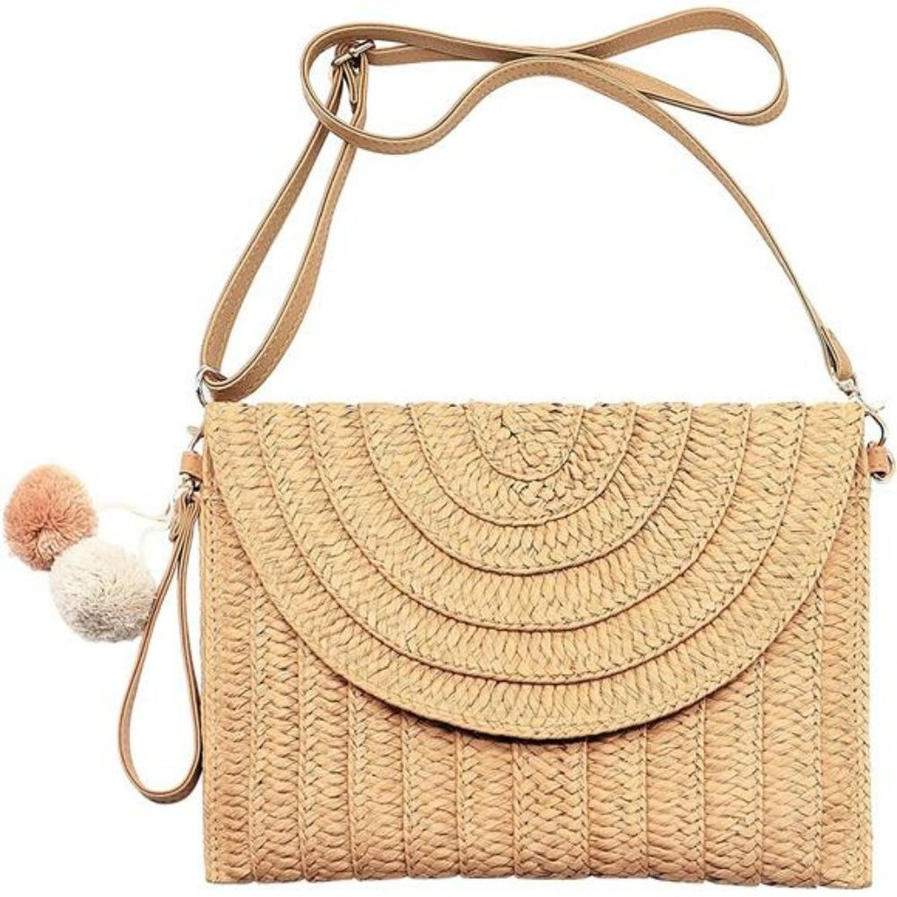 Straw Crossbody Bag Straw Shoulder Bag Casual Beach Straw Handmade Bag for Women